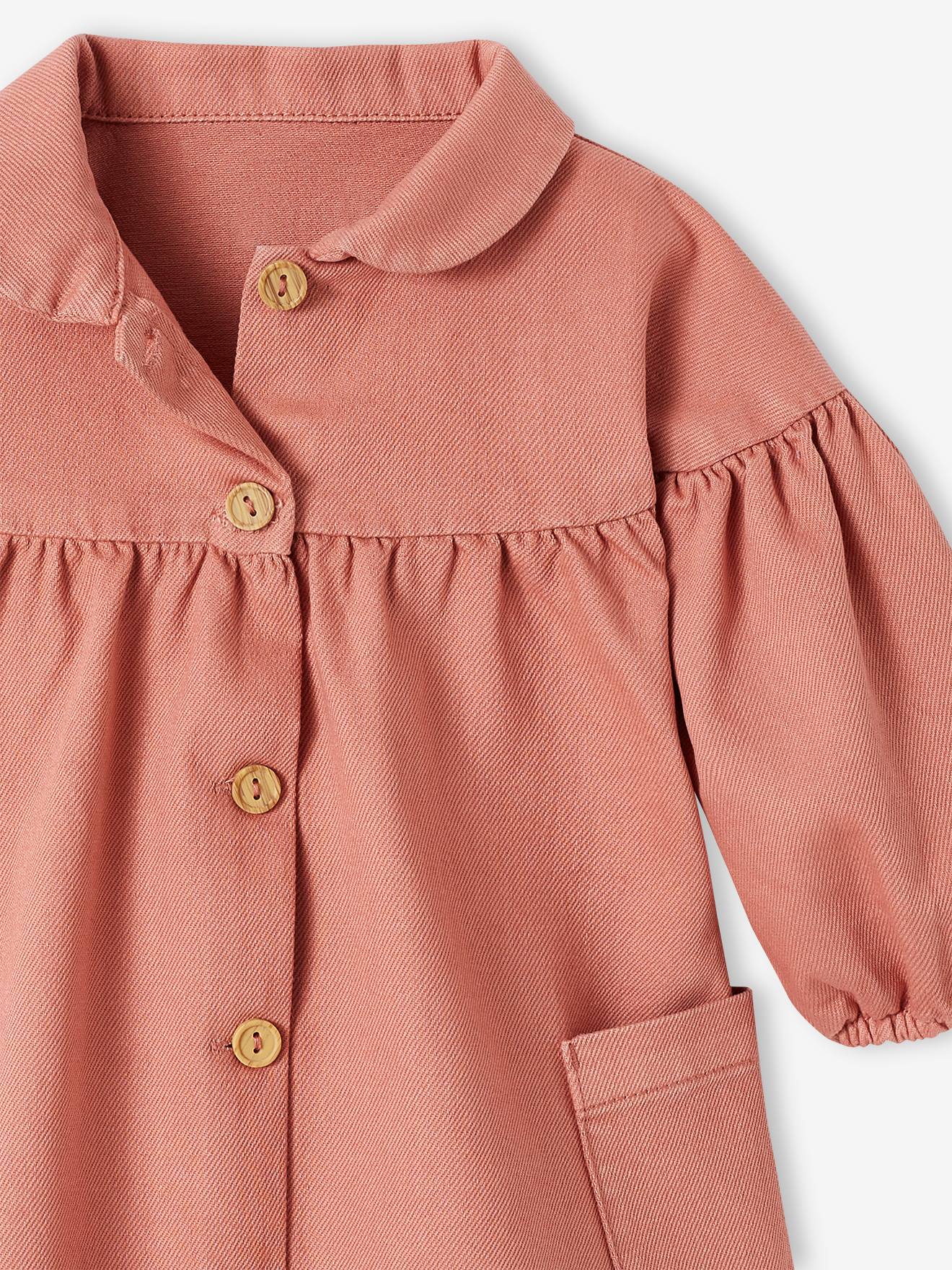 Vertbaudet Mädchen Baby Kleid mit Bubikragen - rosa