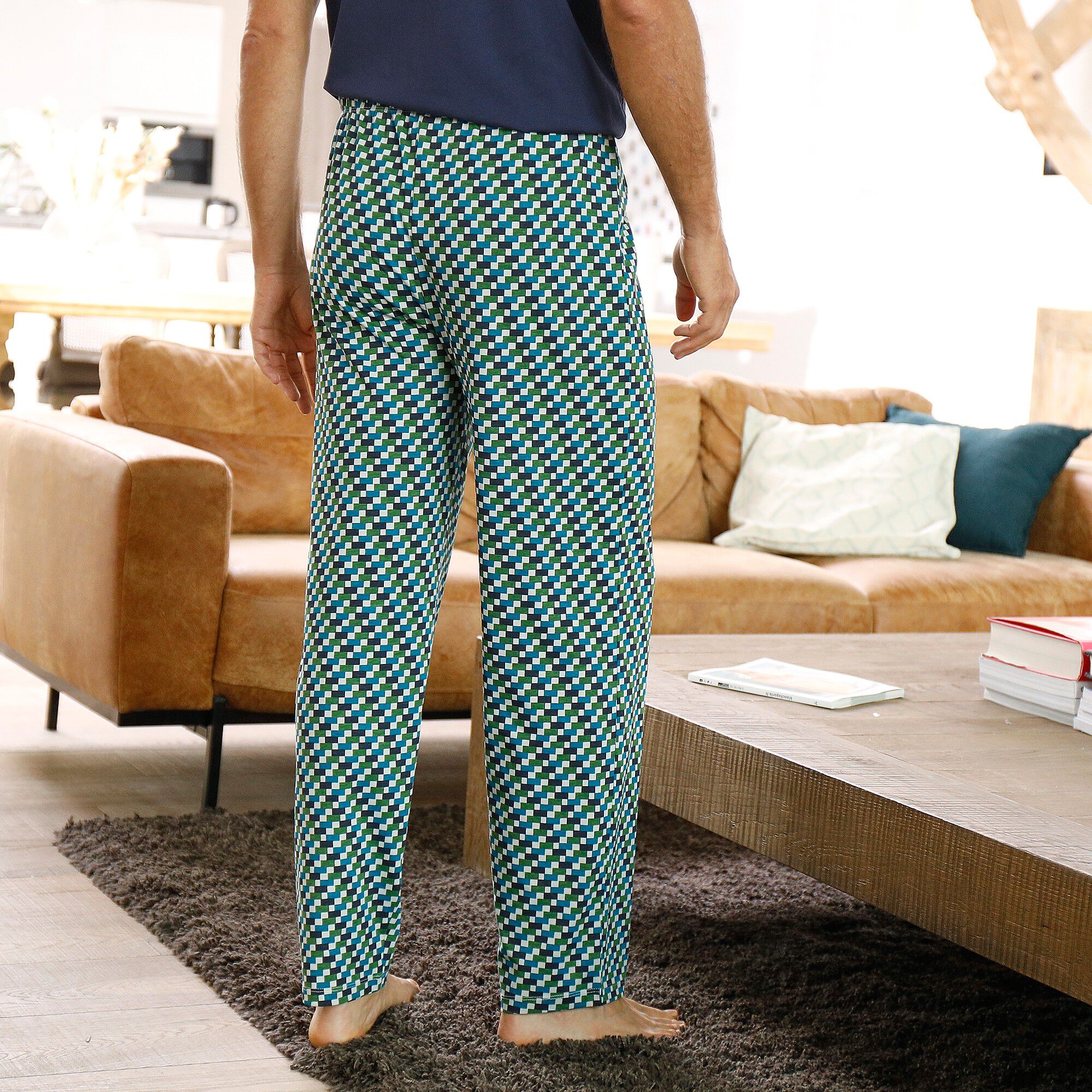 Pantalon pyjama imprimé marine bleu