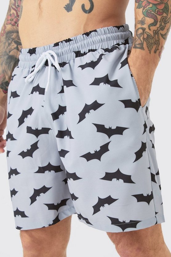 Mittellange Badehose mit Batman-Print