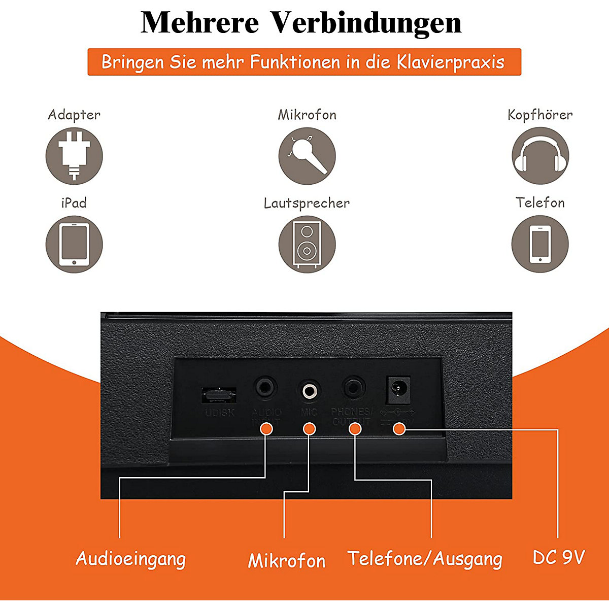 Keyboard 61 Tastatur mit Hocker Mikrofon