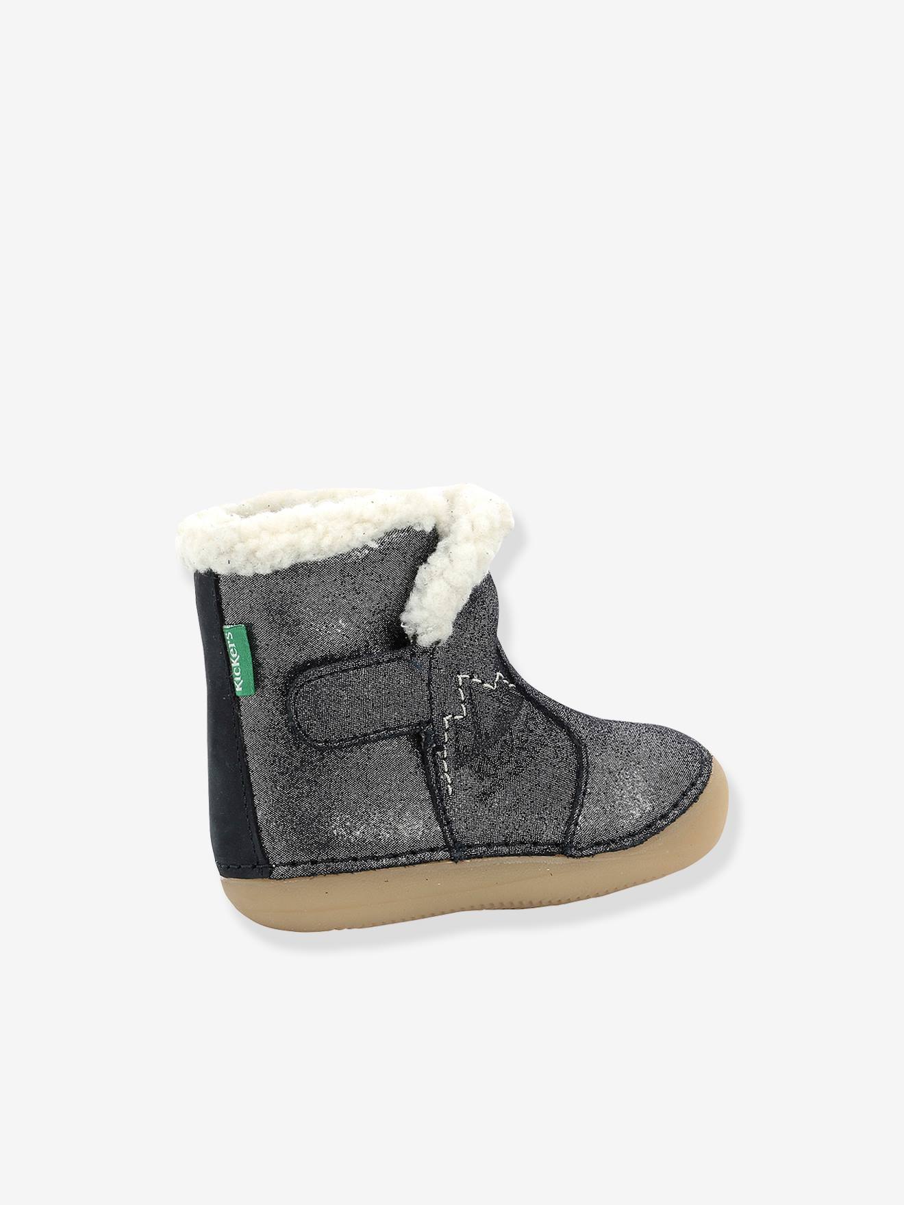 Boots fourrées cuir bébé mixte Sobooty KICKERS® 1ers pas marine