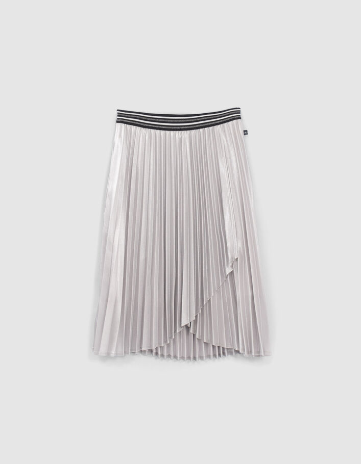 Jupe asymétrique argent plissée fille