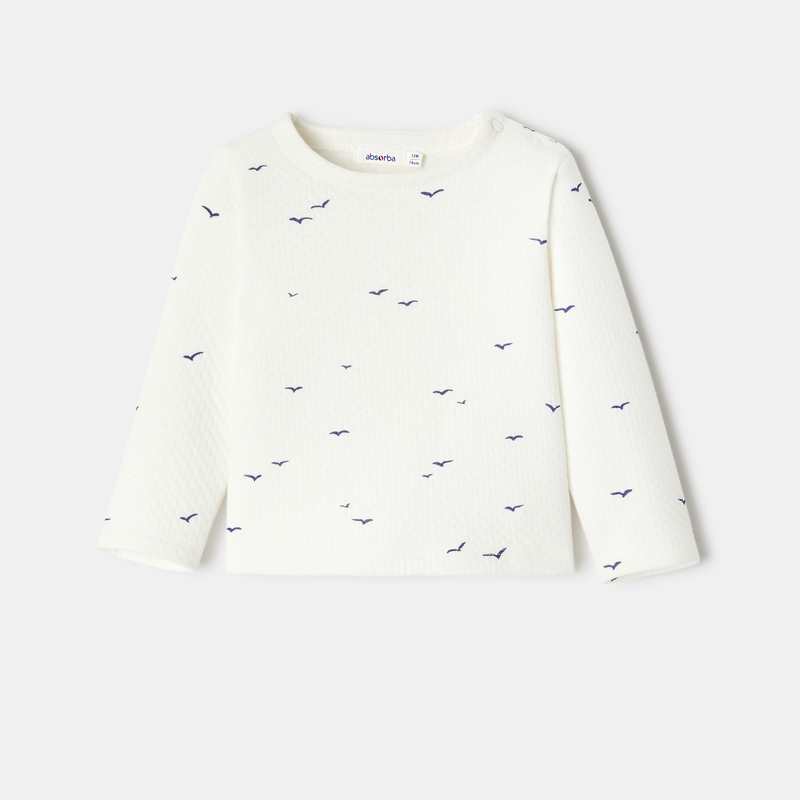 T-shirt manches longues en coton bio blanc bébé fille Absorba