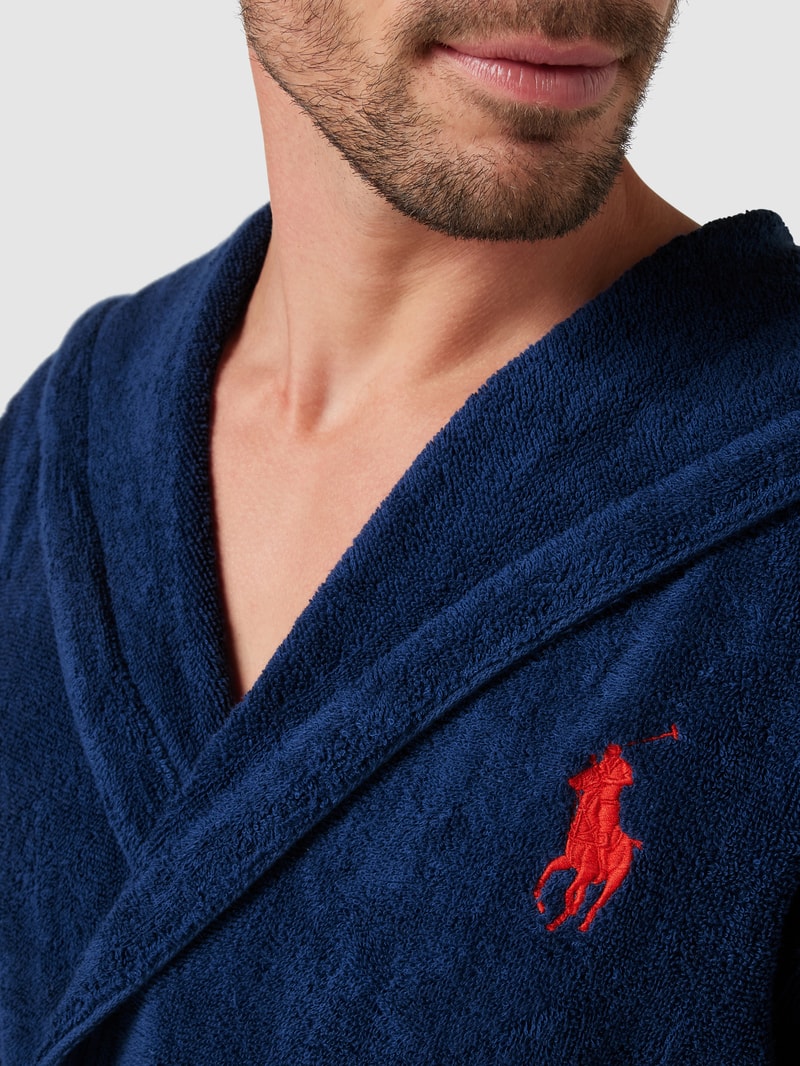 Unisex Bademantel mit Kapuze in dunkelblau