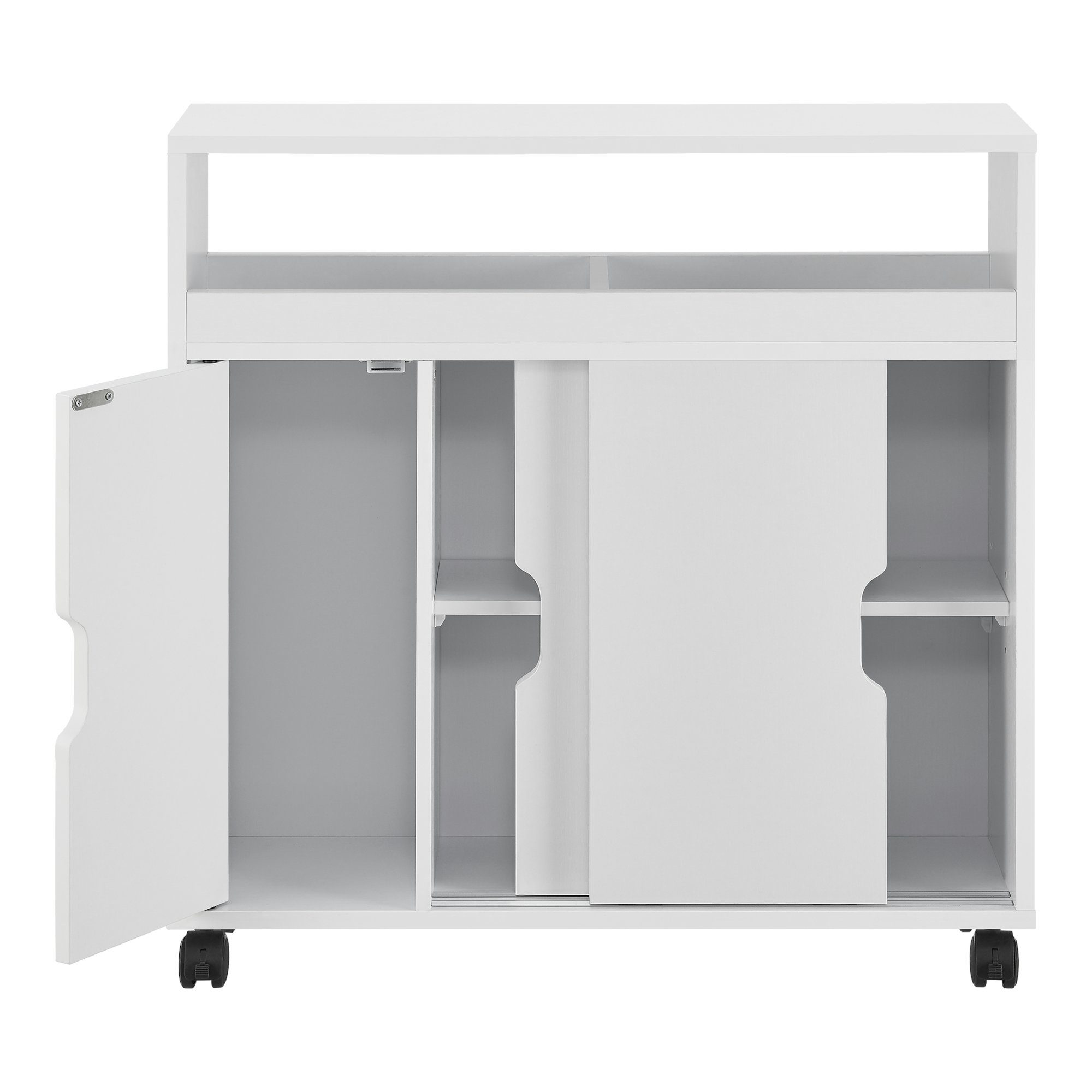 en.casa Badkommode, Lumijoki Badezimmerschrank Mehrzweckschrank mit Rollen Weiß