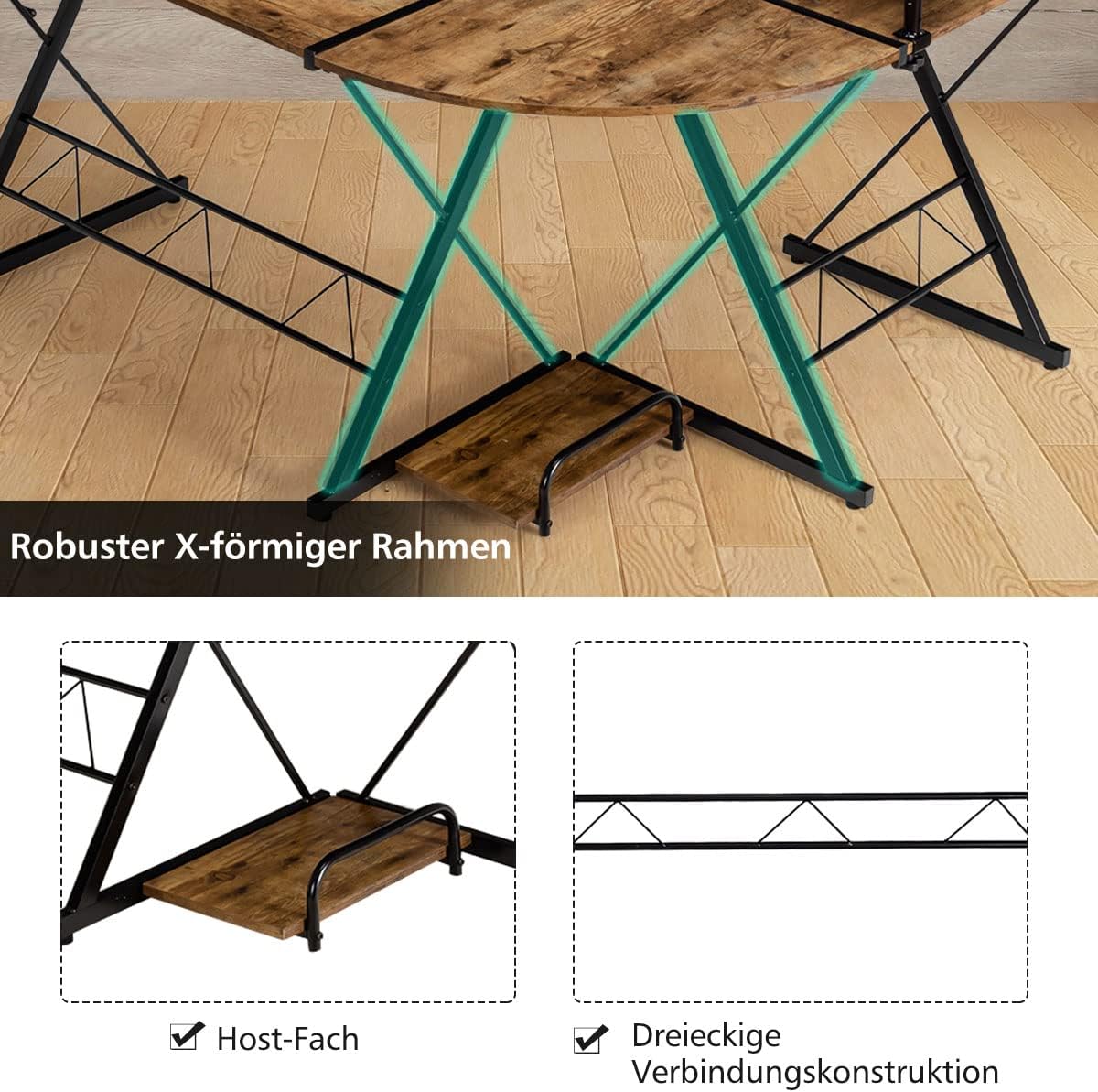Costway L-Förmiger Computertisch aus Holz