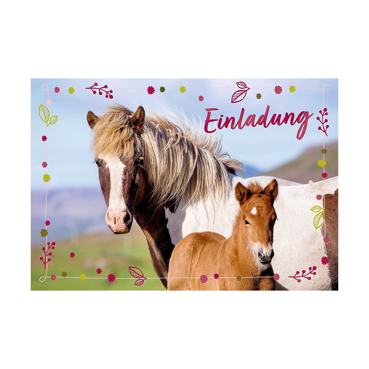 Einladungskarten Pferdefreunde, 10 Stück inkl. Umschlag