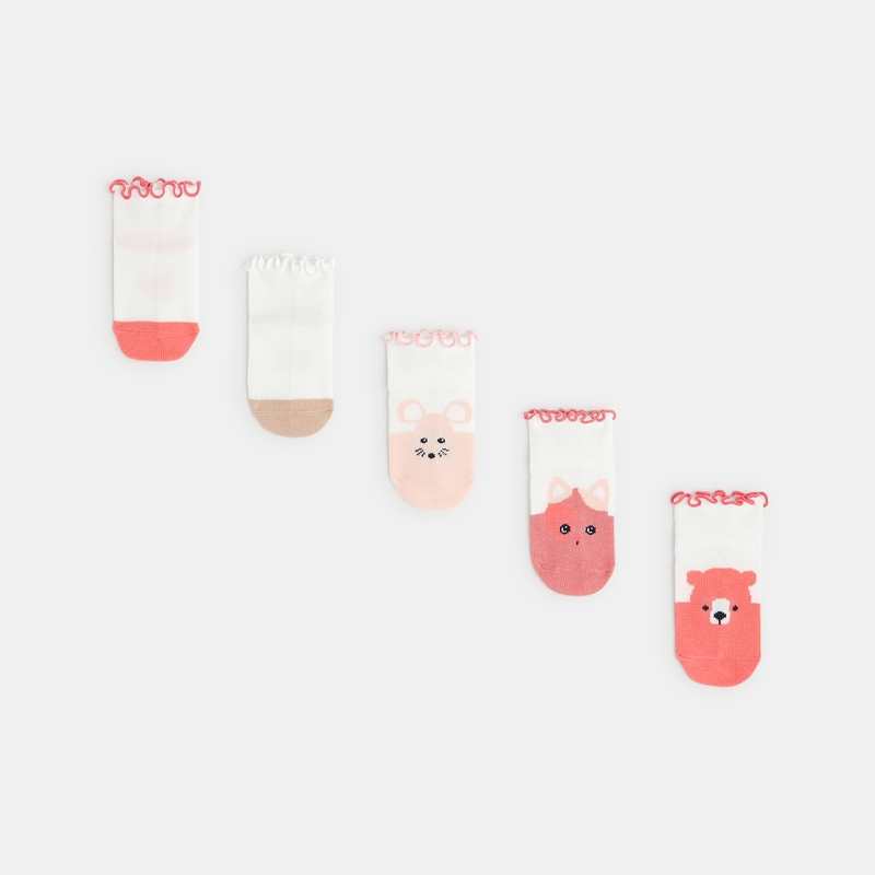 Socquettes bords festonnés (lot de 5) orange bébé fille