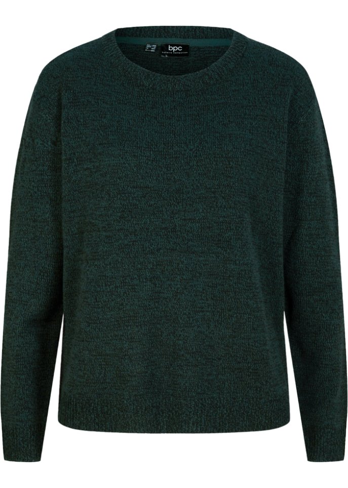 Strick-Pullover mit Rundhals-Ausschnitt in Melange