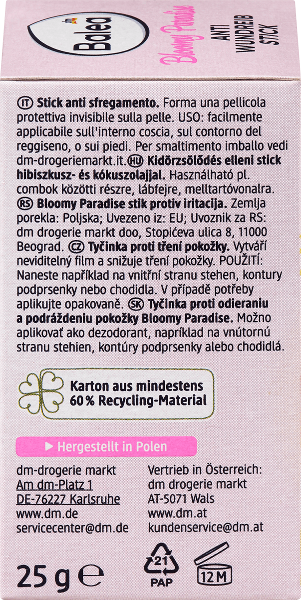 Anti-Wundreib Stick Bloomy Paradise, 25 g