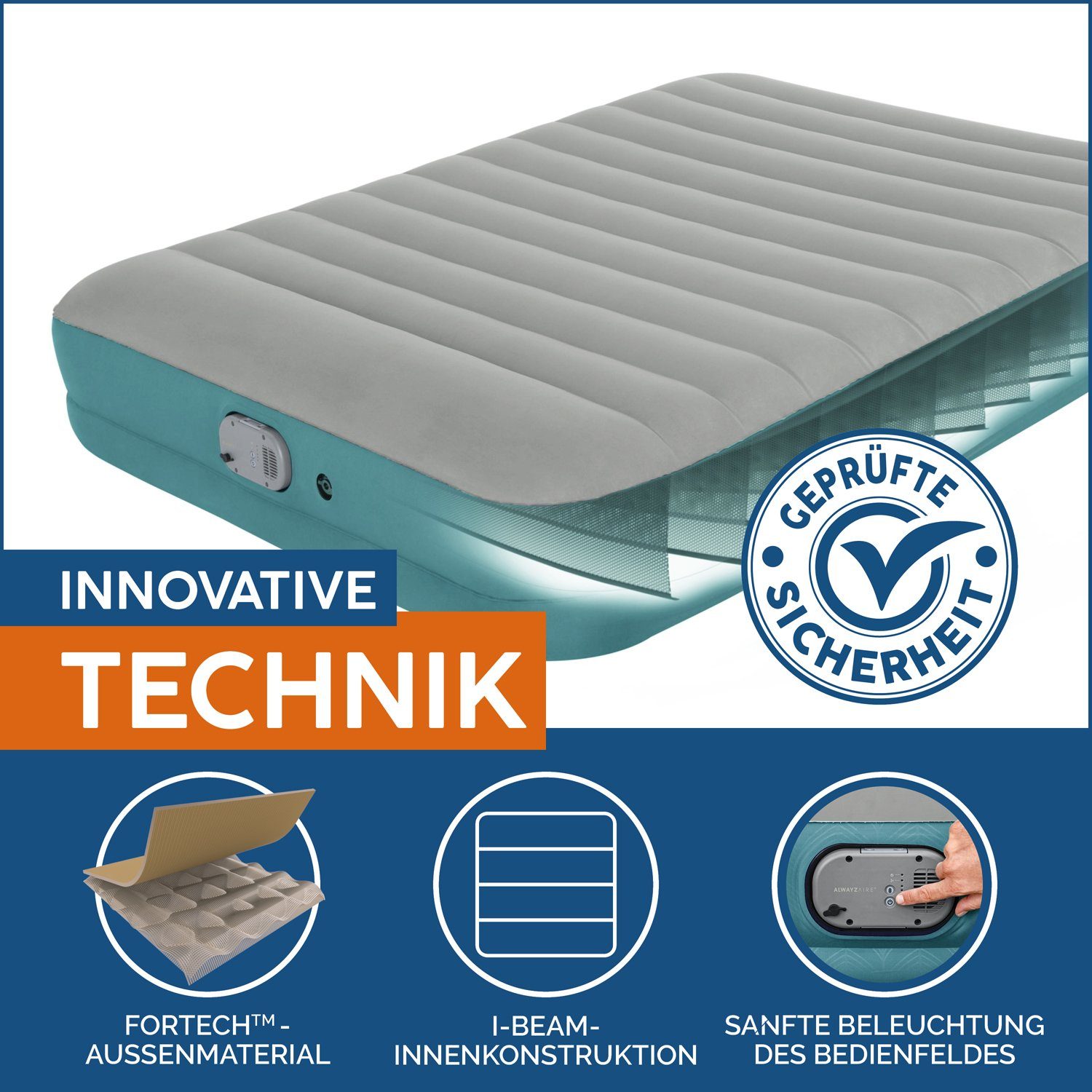 Bestway Luftbett AlwayzAire 2 Personen mit Akku Doppelpumpe 203 x 152 x 36 cm