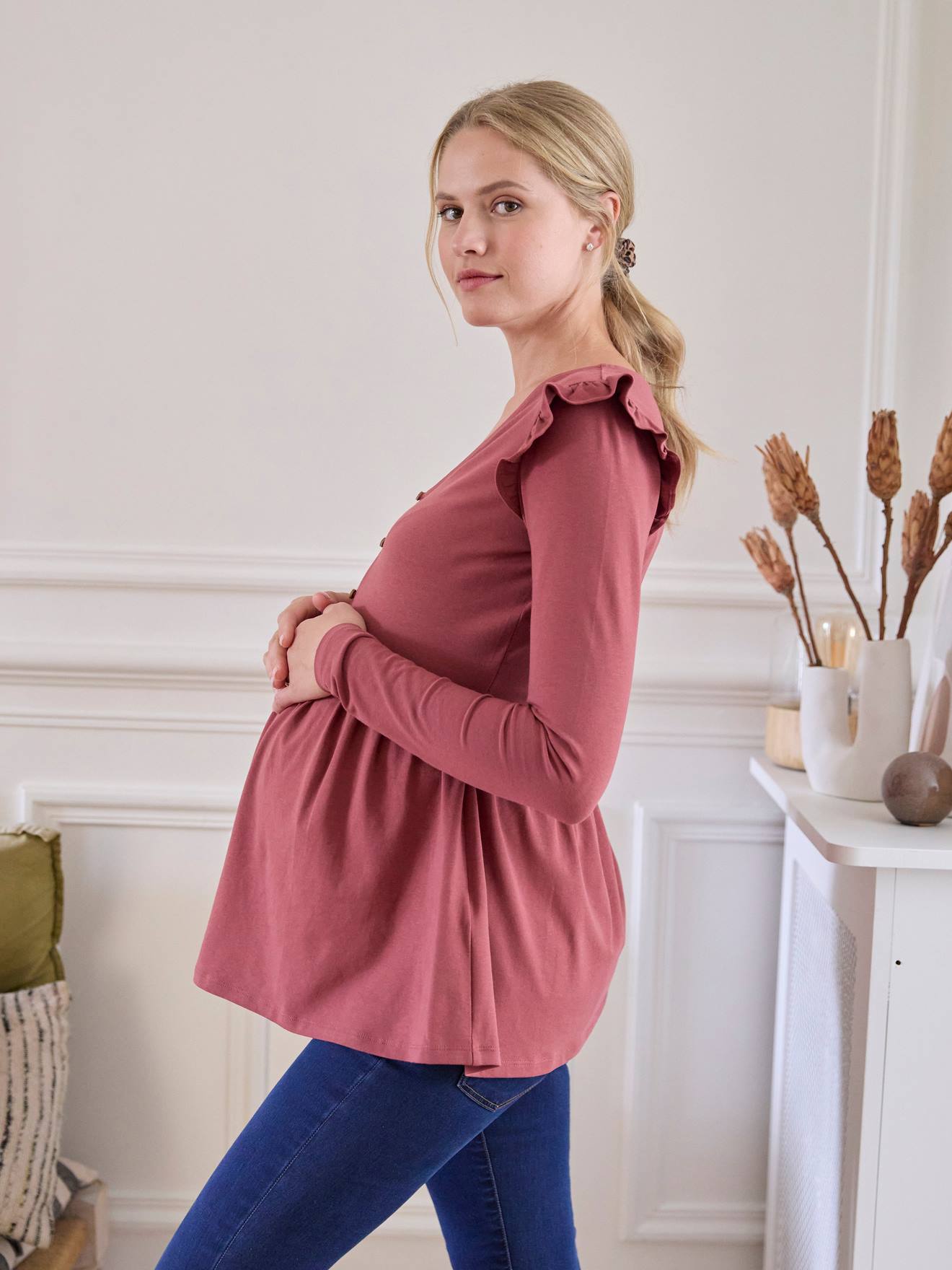 T-shirt blouse grossesse et allaitement terracotta