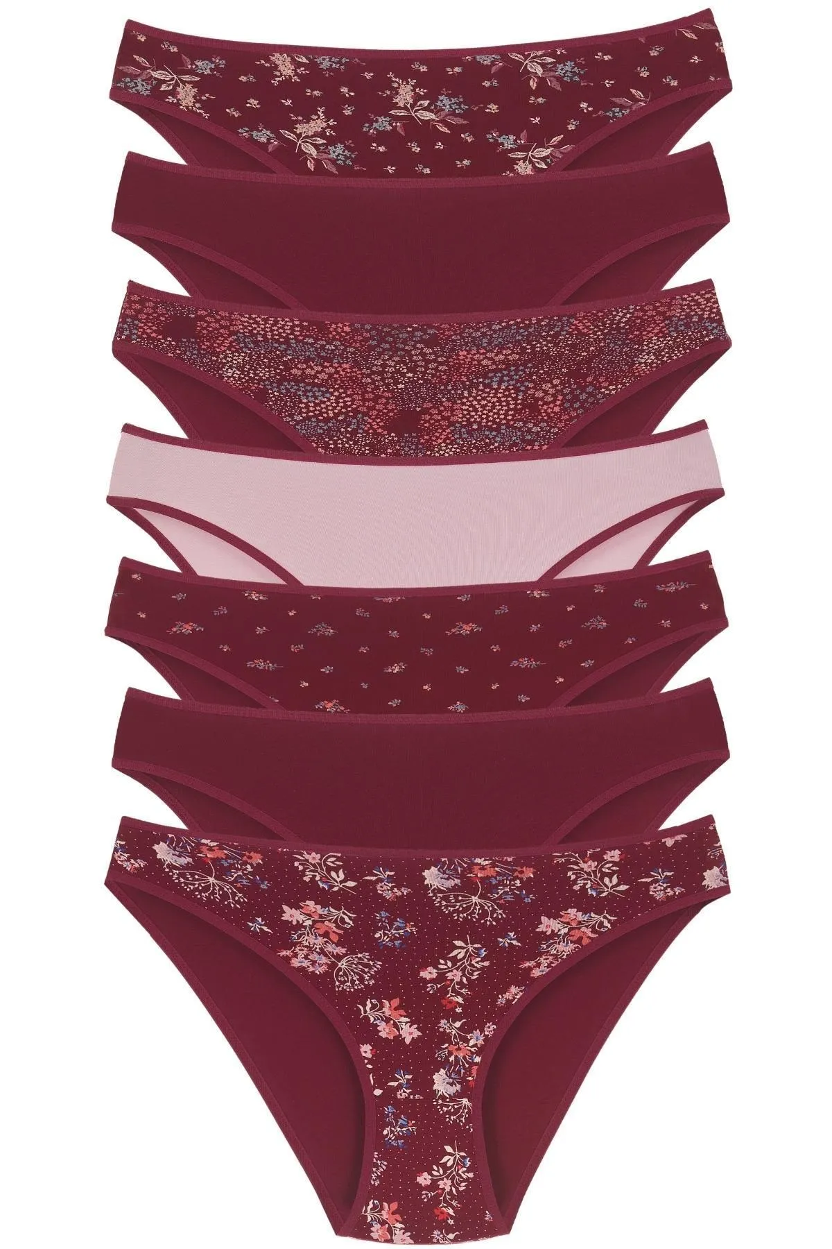 Newlilla  18001-5 7-teiliges Blumen-Bikini-Höschen-Set für Damen V9
