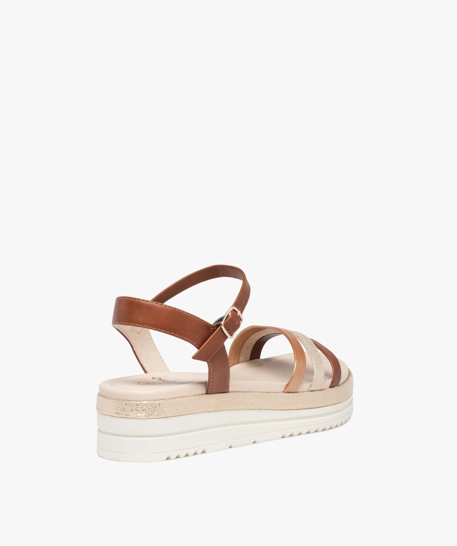 Sandales fille compensées à fines brides brillantes camel | GEMO