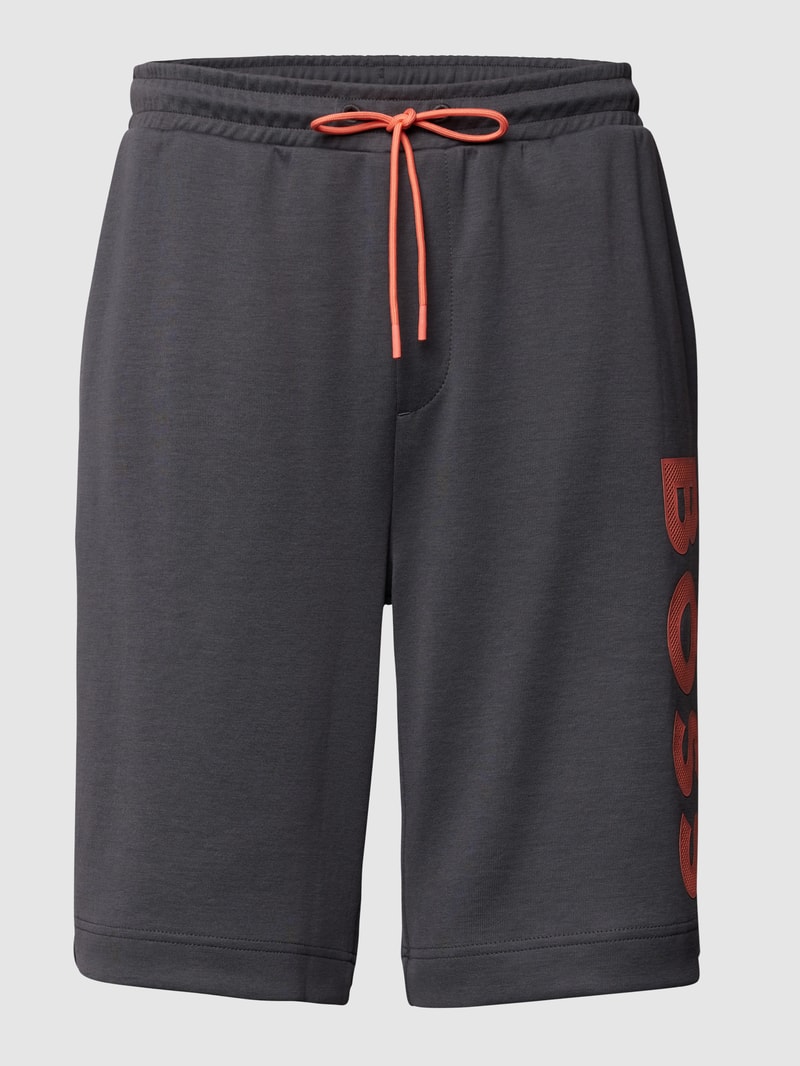 Sweatshorts mit Label-Print Modell 'Heos' in dunkelgrau