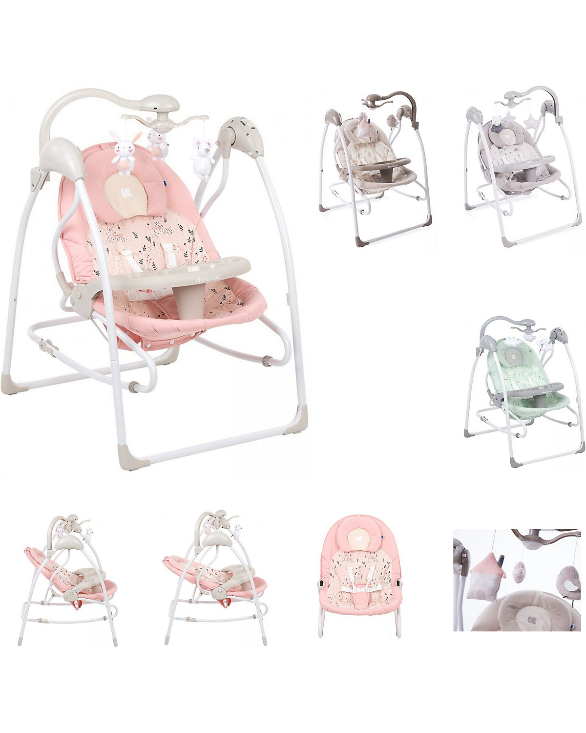 Babyschaukel Mia 2in1, Schaukelstuhl Musik verstellbare Rückenlehne Babywippen