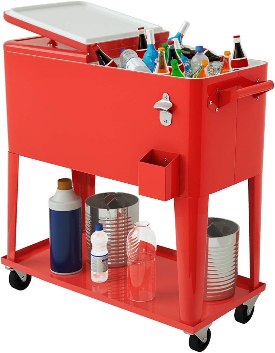 Costway 76L Kühlwagen Kühlbox Beistellwagen Servierwagen mit Rädern
