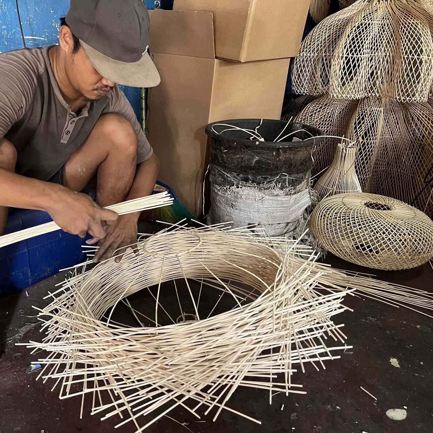 Casa Moro Deckenleuchten Rattan Lampe MIA Korbgeflecht Wohnzimmer Esszimmer Pendelleuchte Boho, ohne Leuchtmittel, Handgefertigte Designer Hängeleuchte, natur Beige