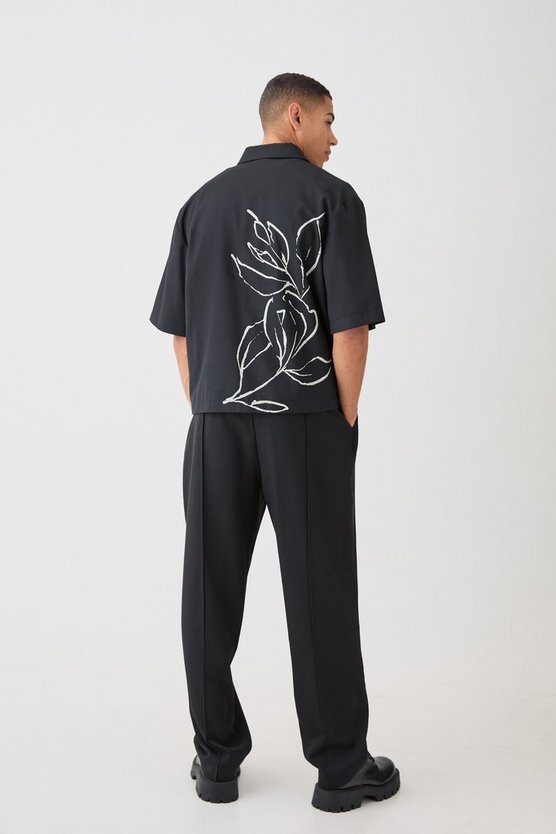 Oversize Stretch-Hemd mit floralem Print
