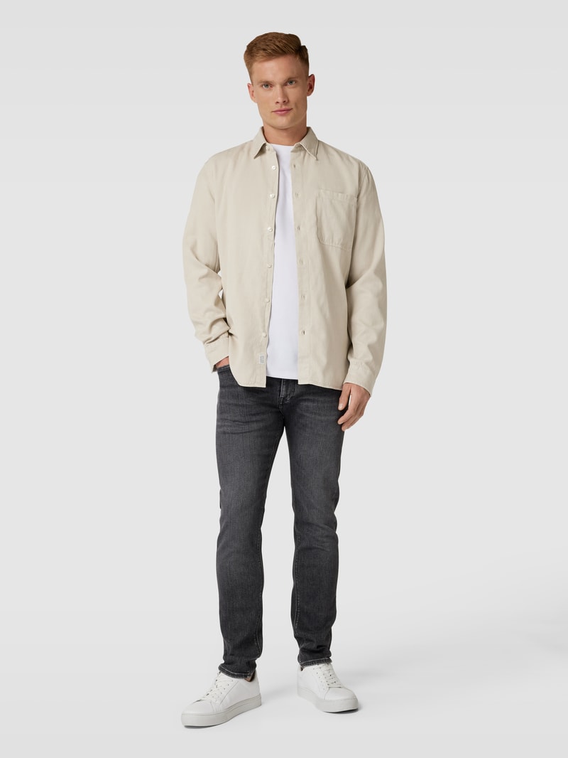 Freizeithemd im Denim-Look in stein