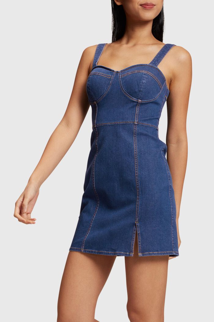KÖRPERFORMENDES 4-Wege-Stretch-Denim Bustierkleid