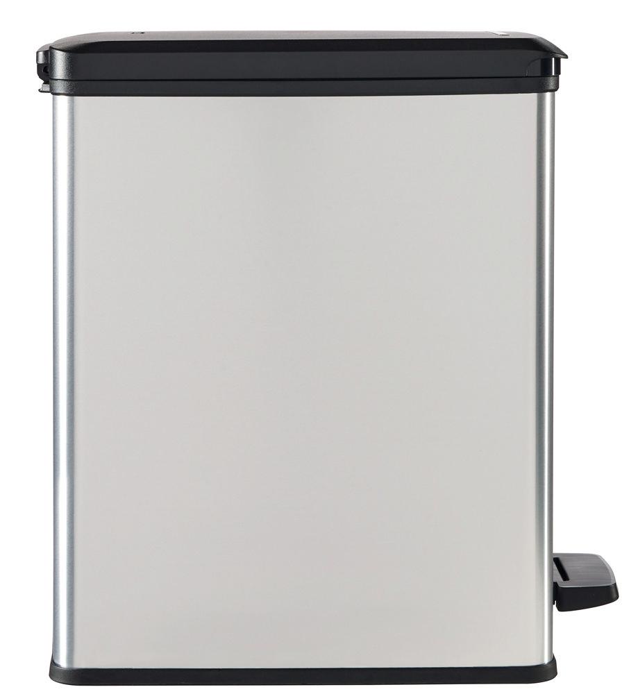Curver DECO SLIM BIN Abfalleimer 25L mit Fußpedal silber metallic