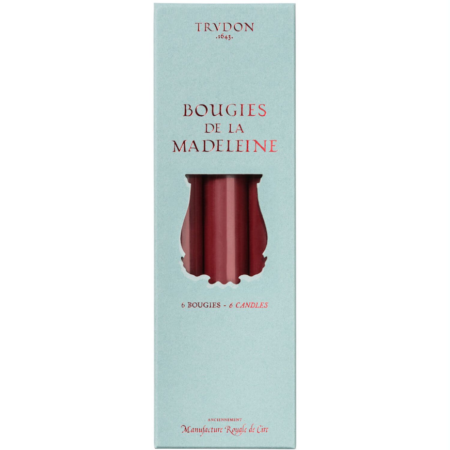 Trudon Bougies de la Madeleine Chandelles Bordeaux x6
