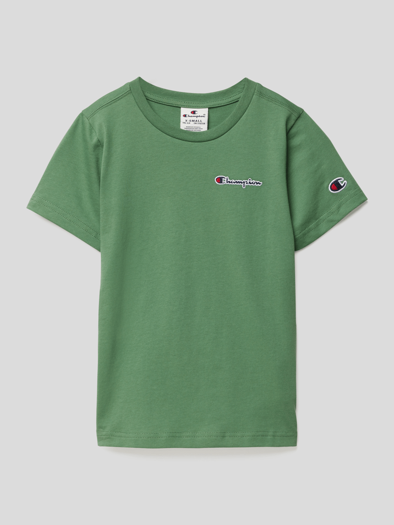 T-Shirt mit Label-Stitching in grün