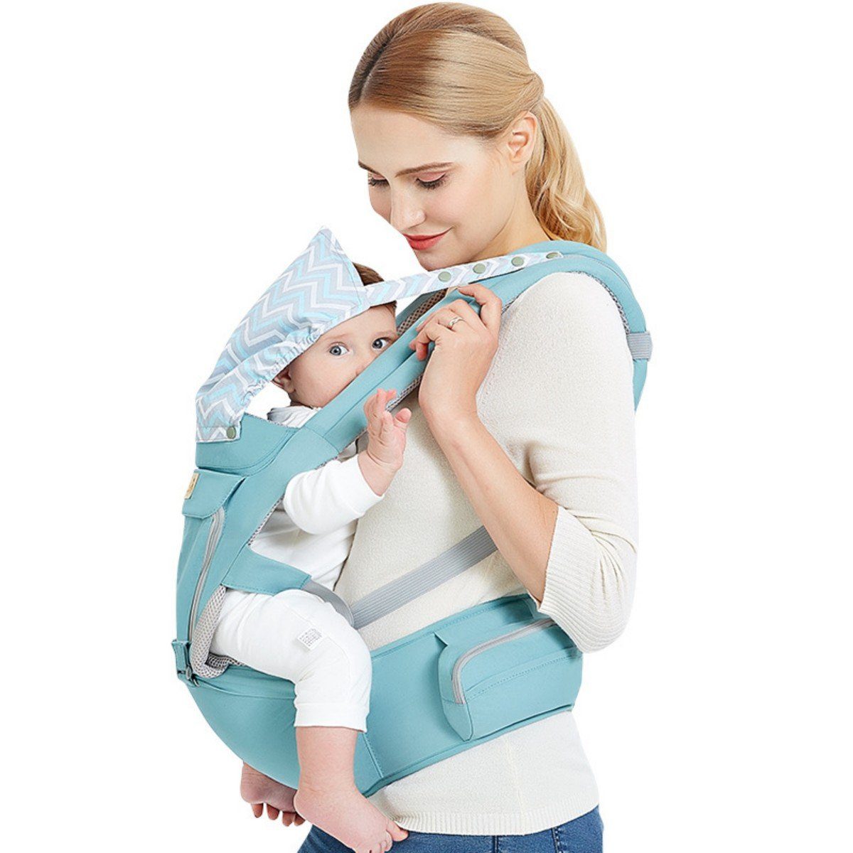 Hikeren Bauchtrage 6-in-1 Babytrage für Neugeborene ab Geburt,(3-30kg)