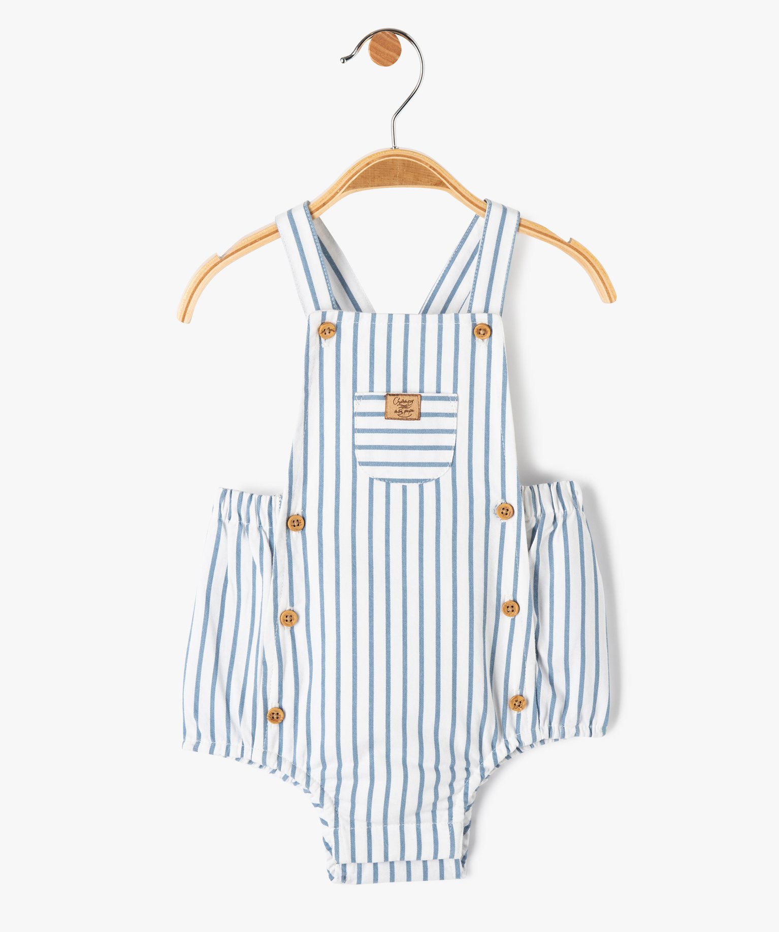 Combishort bébé à bretelles coupe barboteuse ecru | GEMO