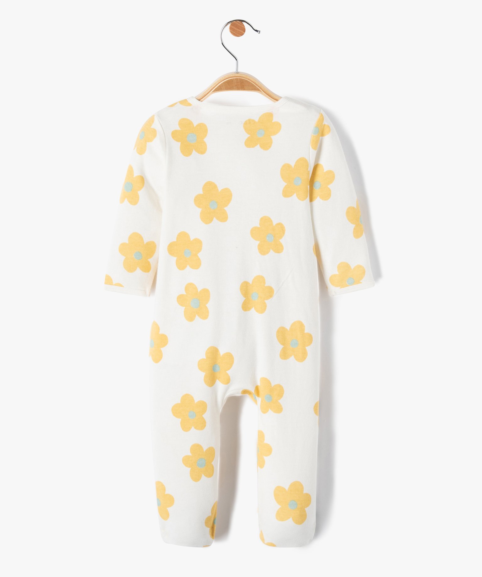 Pyjama bébé dors bien en jersey fleuri à fermeture zippée ecru | GEMO