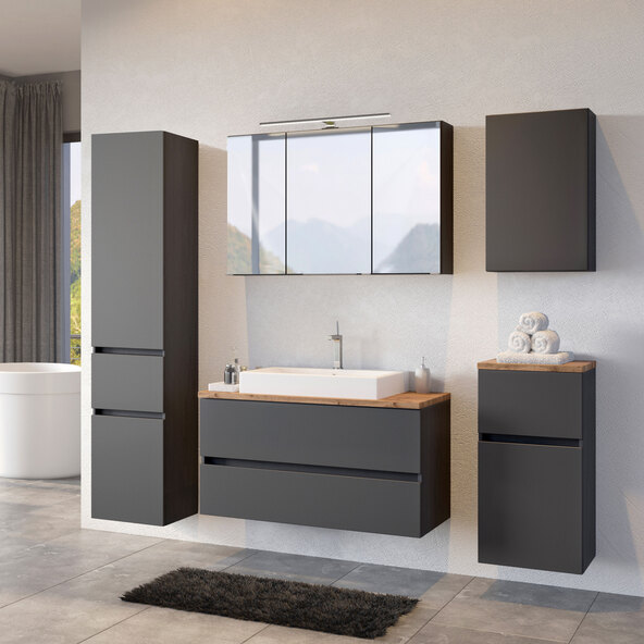 Spiegelschrank Bristol, 100 cm, grafitgrau