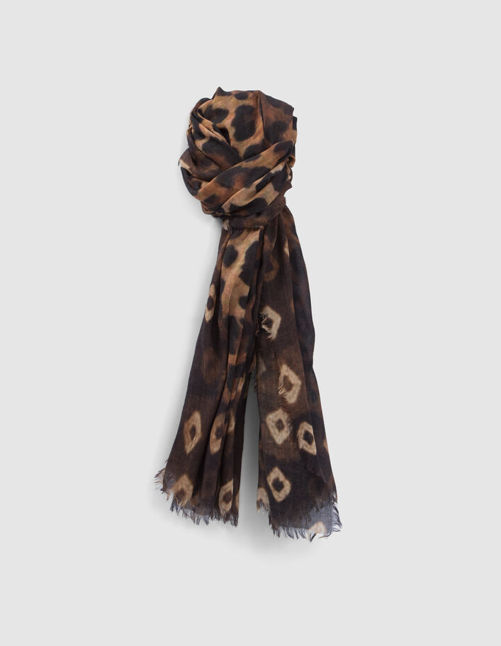 Pure Edition-Chèche noir à motif léopard Femme