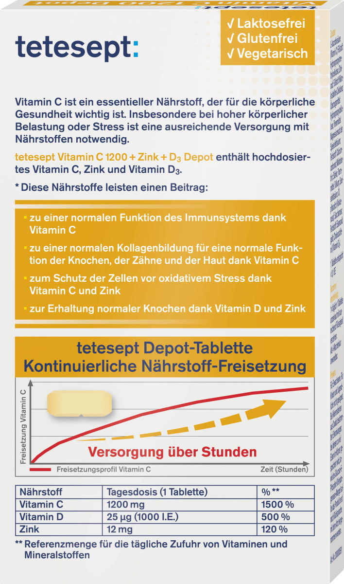 Vitamin C 1200 Depot + Zink + D3 Tabletten 30 St, 43,8 g