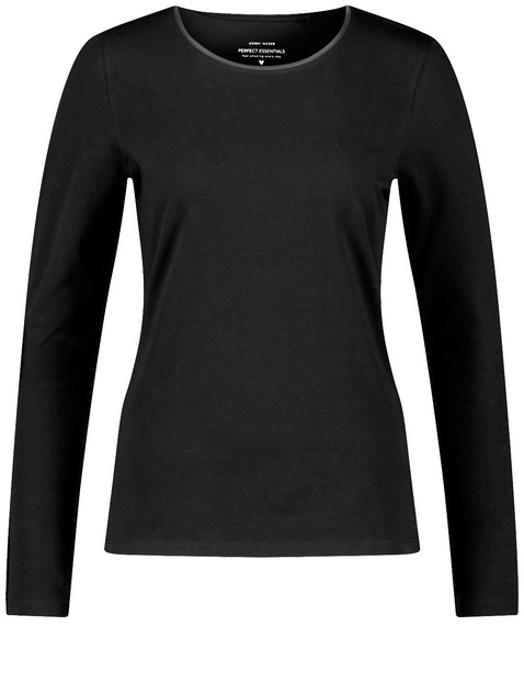 Basic Langarmshirt mit Satinblende