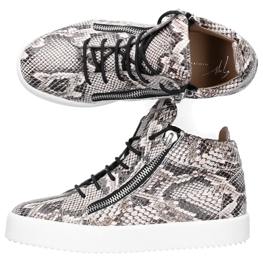 Giuseppe Zanotti - Sneaker high KRISS PHYTON Kalbsleder Logo Print beige - beige