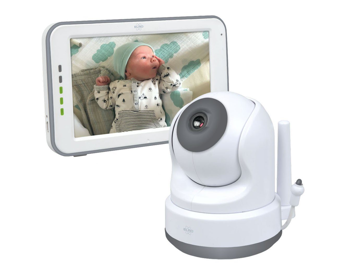 Elro Video-Babyphone, Nachtlichtfunktion & 3 Schlaflieder, Baby Cam mit Monitor, Kamera & Gegensprechfunktion übers Handy steuern