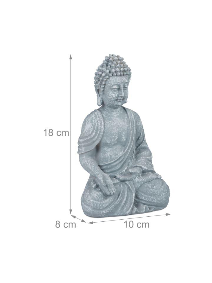 relaxdays Buddha Figur in Hellgrau - (H)18 cm günstig kaufen onesize