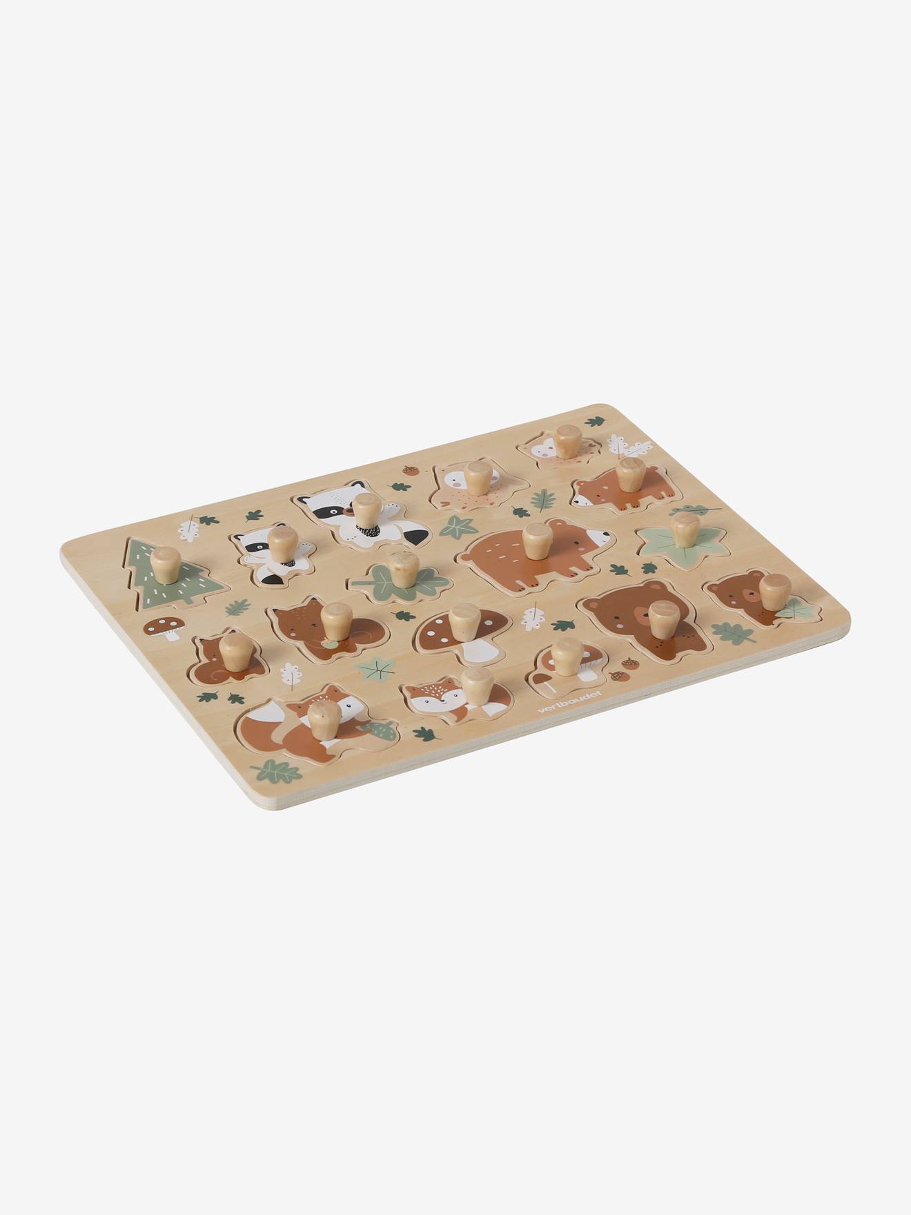 Vertbaudet Baby Steckpuzzle GRÜNER WALD, Holz FSC - mehrfarbig