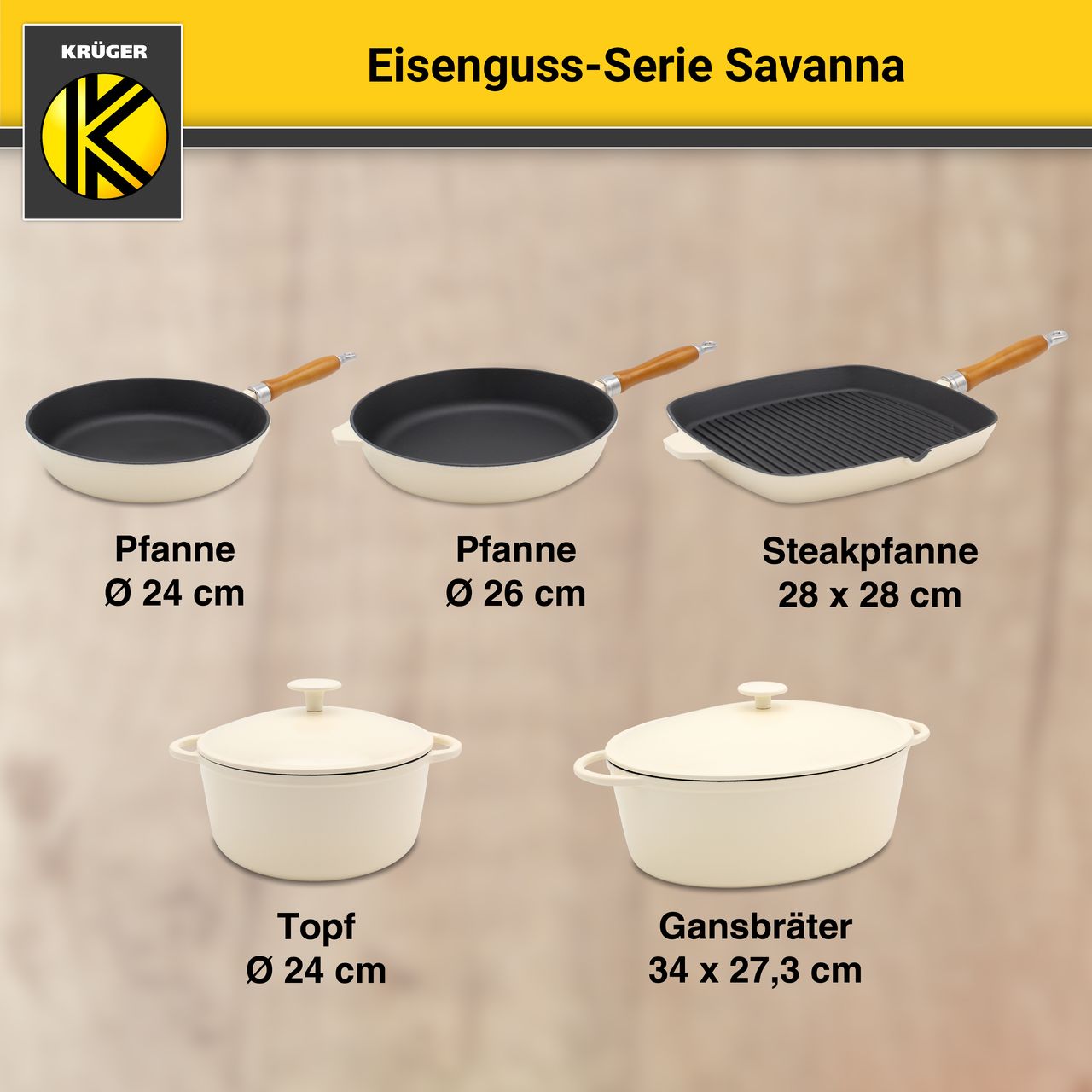 Karl Krüger Eisenguss Pfanne SAVANNA, 26 cm