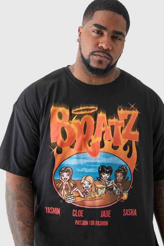 Plus schwarzes T-Shirt mit Bratz Flammen-Print