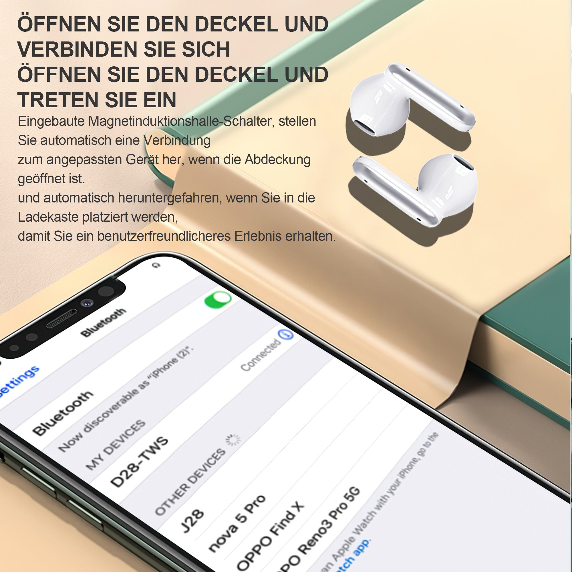 Tisoutec Bluetooth Kopfhörer,Kopfhörer Kabellos Bluetooth 5.3 In Ear Kopfhörer In-Ear-Kopfhörer (AMA derselbe Bestseller mit 4 ENC Mikrofon,2023 Neue Kabellose Kopfhörer Noise Cancelling Earbuds mit 40H Deep Bass,USB-C,IP7 Wasserdicht Ohrhörer, IPX7