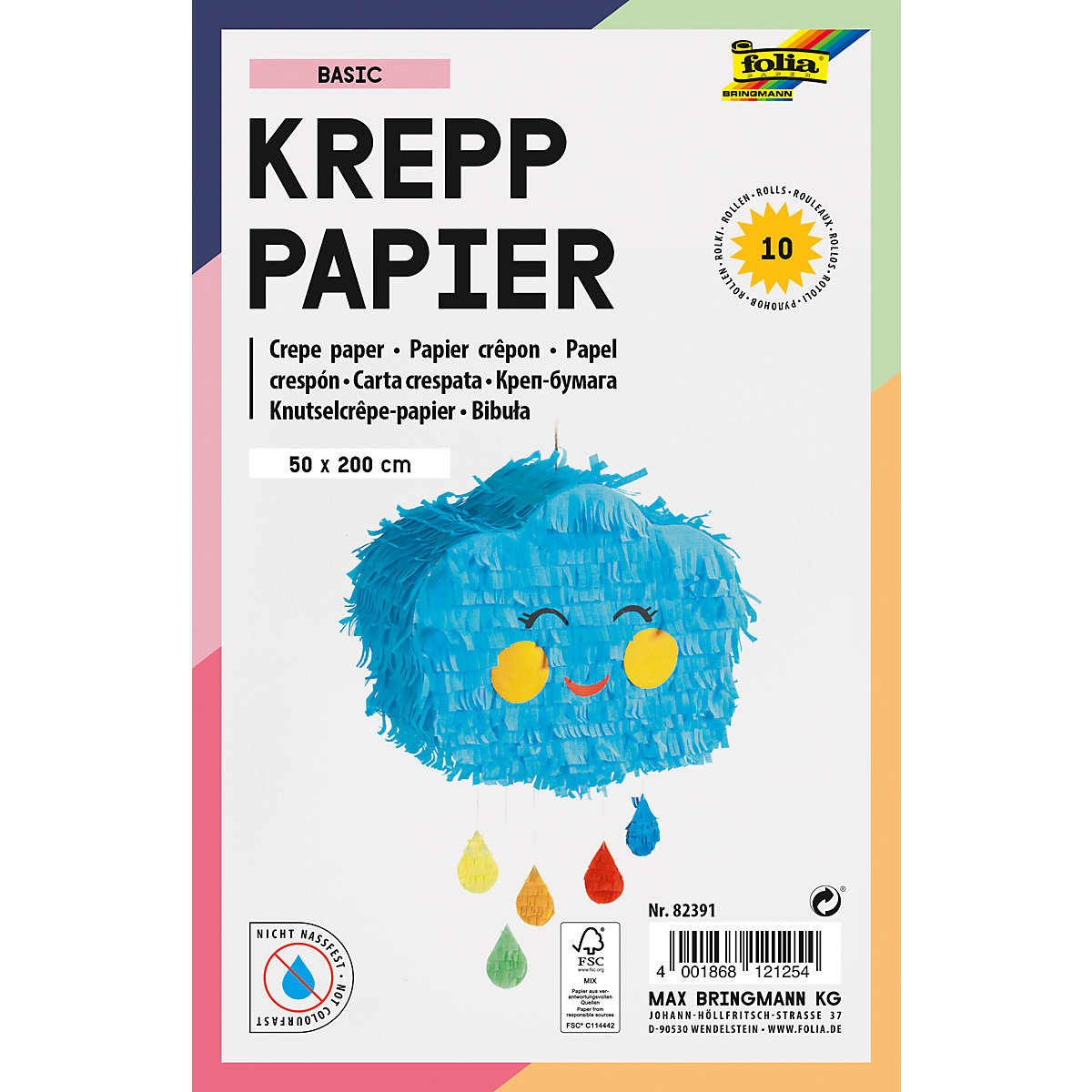 Krepppapier-Rollen BASIC, 50x200cm, 10 Rollen
