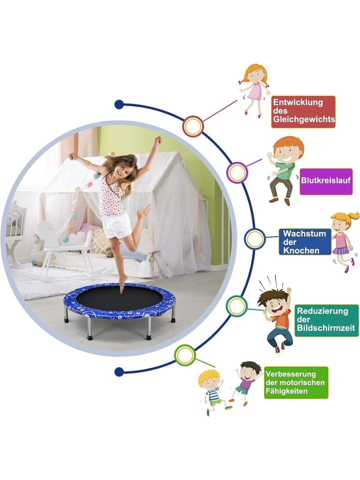 COSTWAY Mini Trampolin in Blau günstig kaufen 92 cm