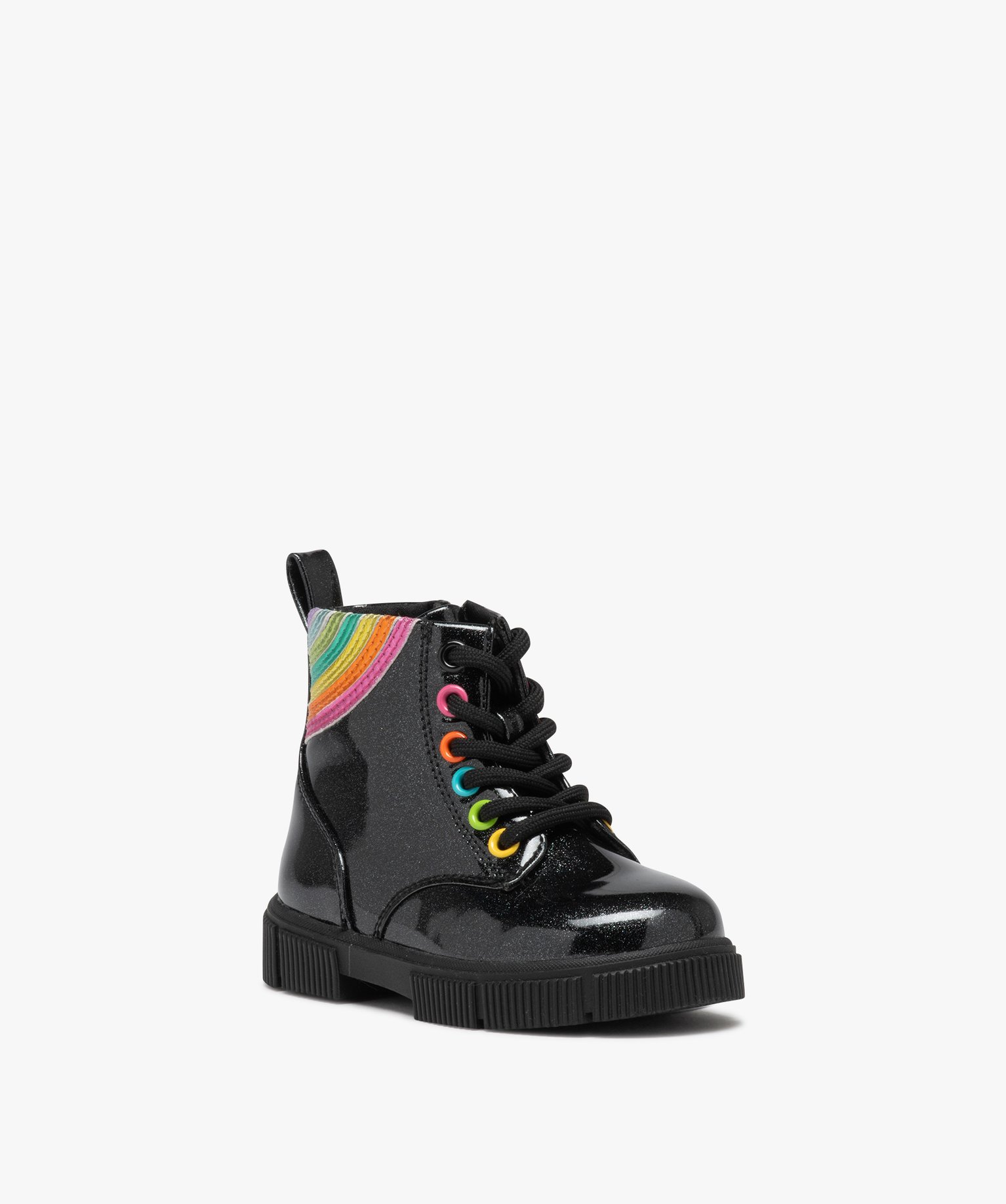 Boots bébé fille à paillettes avec détail arc-en-ciel noir | GEMO