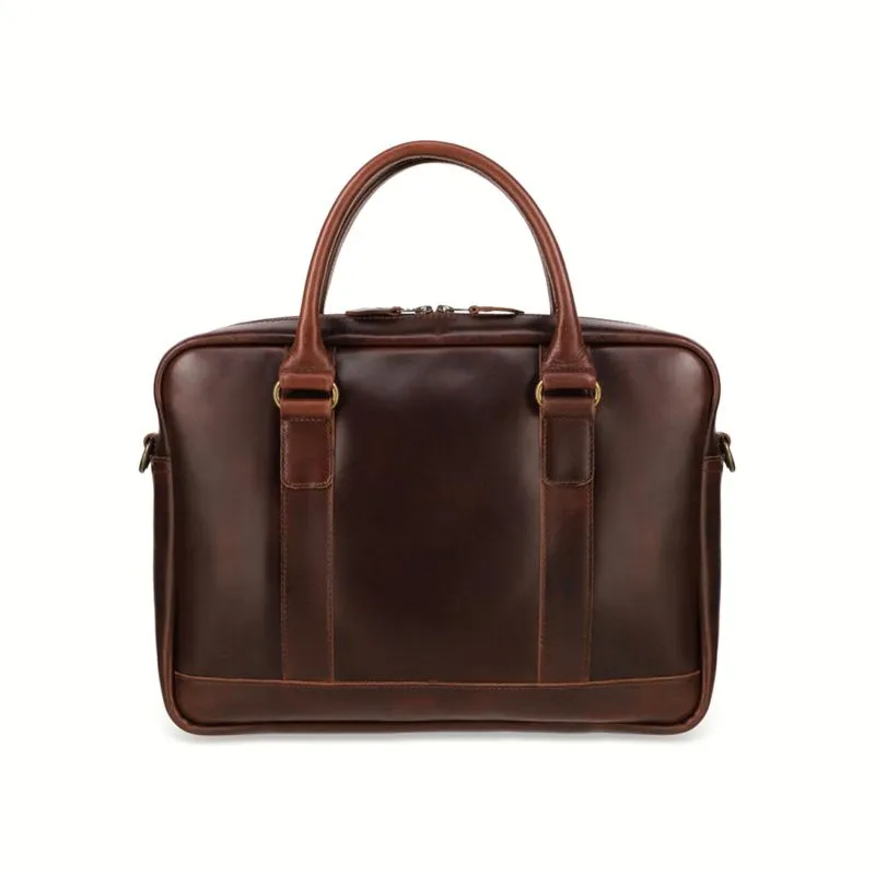 Buckle & Seam Leder Business Briefcase Everett - Braun \/ Blau