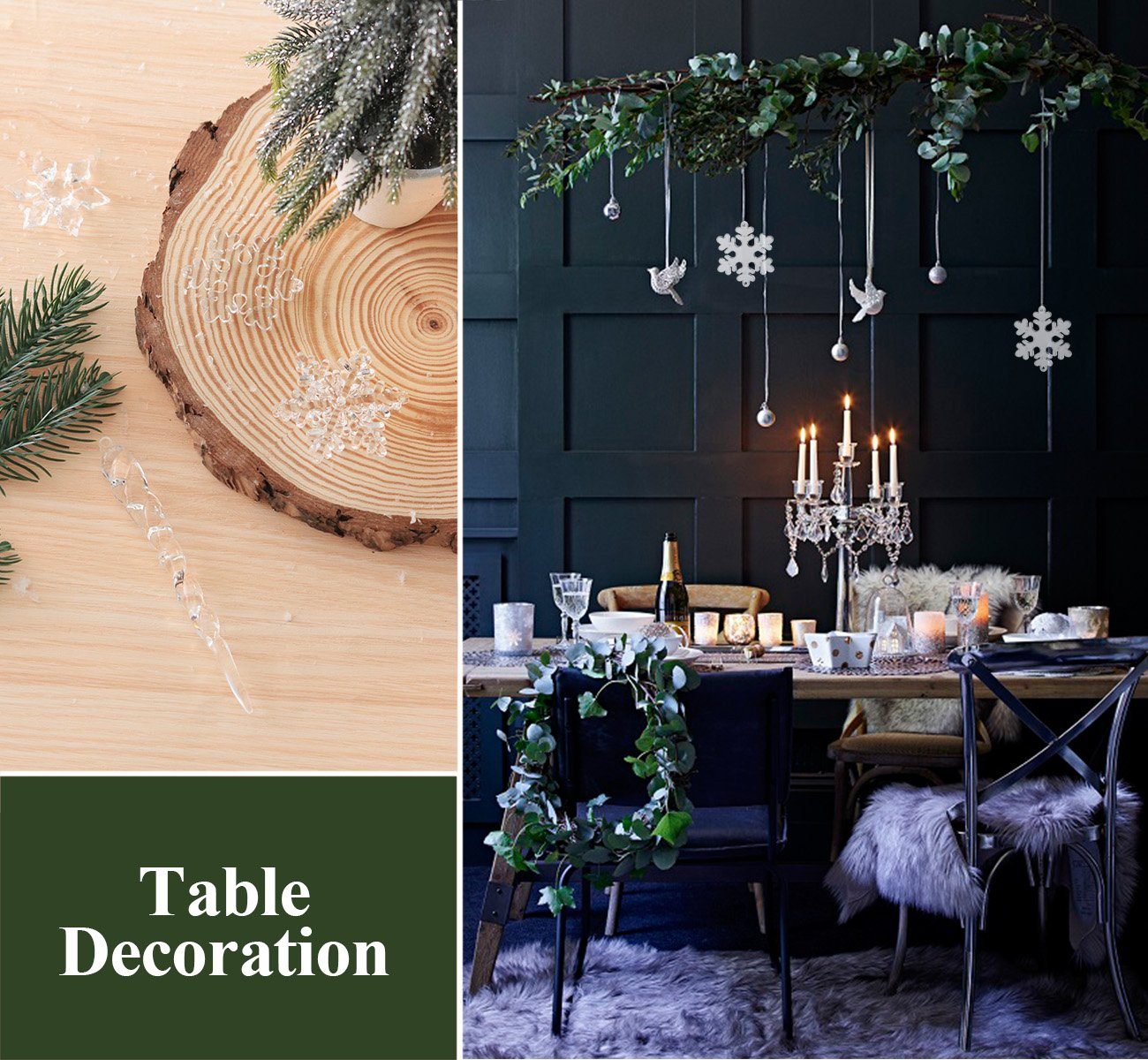 Homewit Christbaumschmuck 24tlg hängende Acryl Schneeflocke und Eiszapfen Ornamente