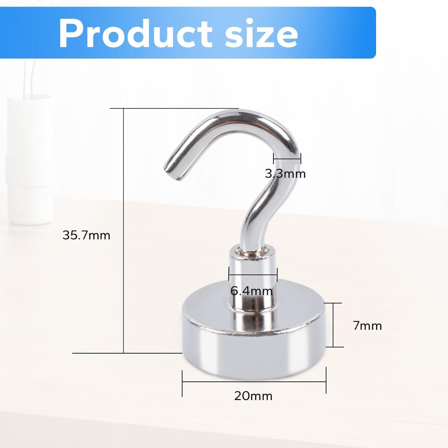 Runxizhou Wandhaken Magnethaken Extra Stark 15kg Neodym Magnete mit Haken 20mm