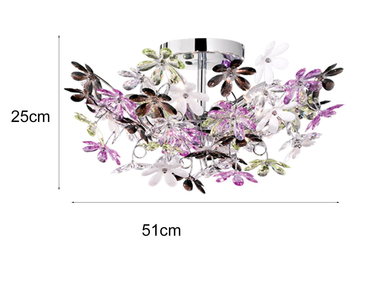 meineWunschleuchte LED Deckenleuchte, Dimmfunktion, LED wechselbar, Warmweiß, ausgefallene Designer-lampe mit Blüten, Ankleidezimmer, Galerie Ø 51cm