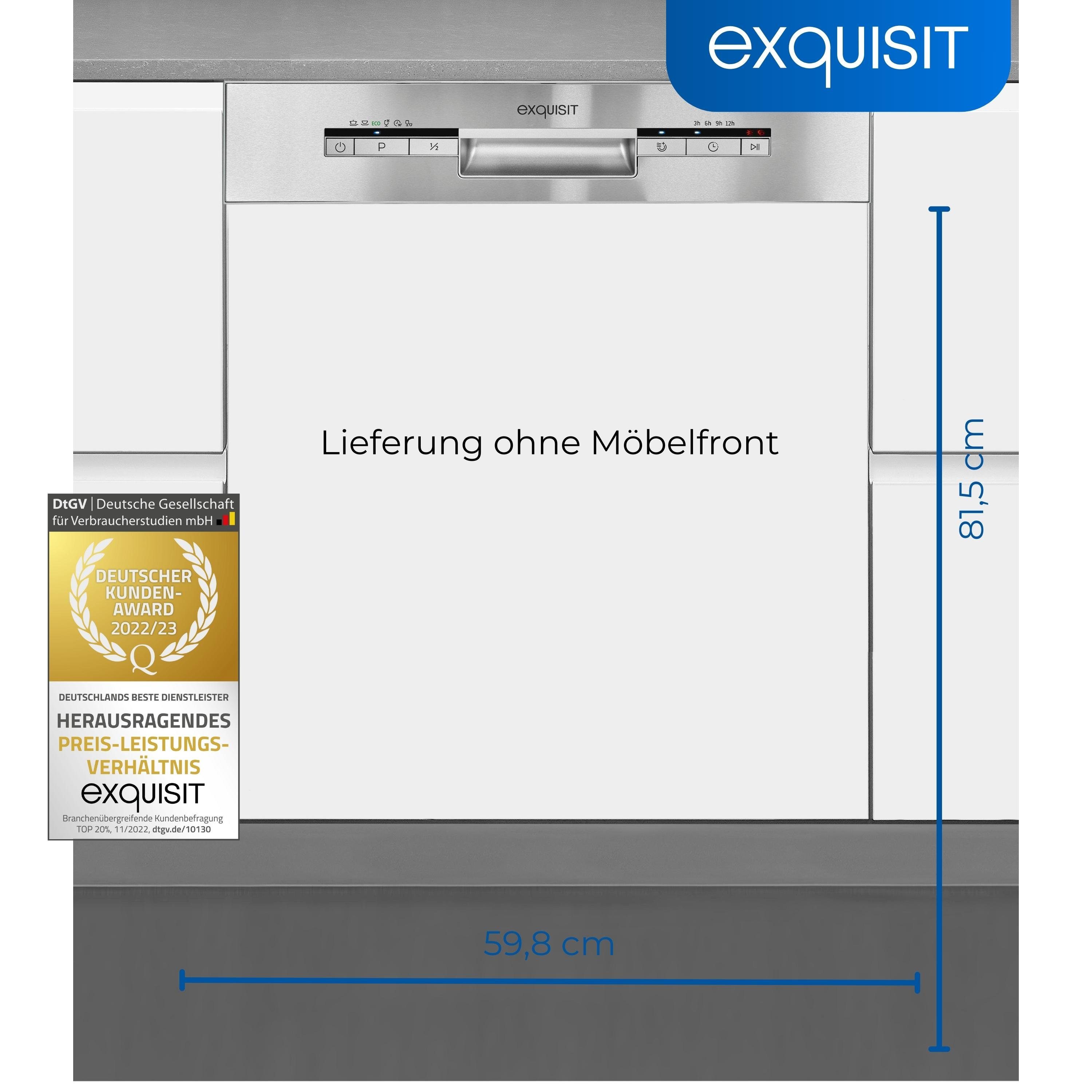exquisit teilintegrierbarer Geschirrspüler, EGSP1012-EB-030E, 11 l, 12 Maßgedecke, Wassersparend (ECO Programm)